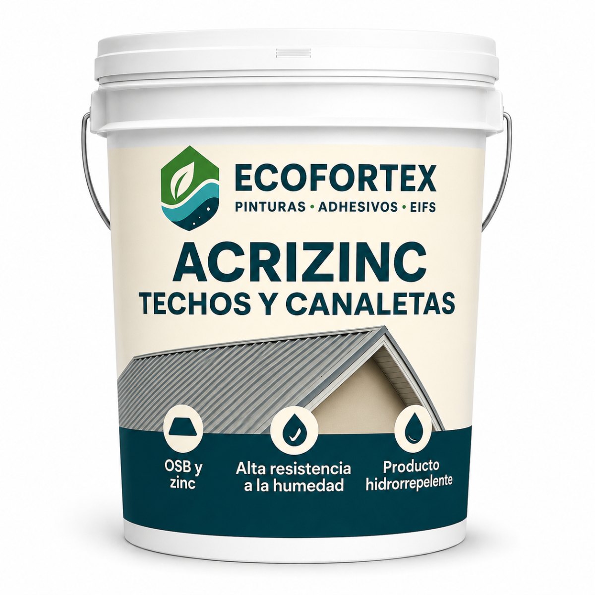 Pintura para Techos Acrizinc Colores - Tineta 4 litros ECO FORTEX para proteger cubiertas ...