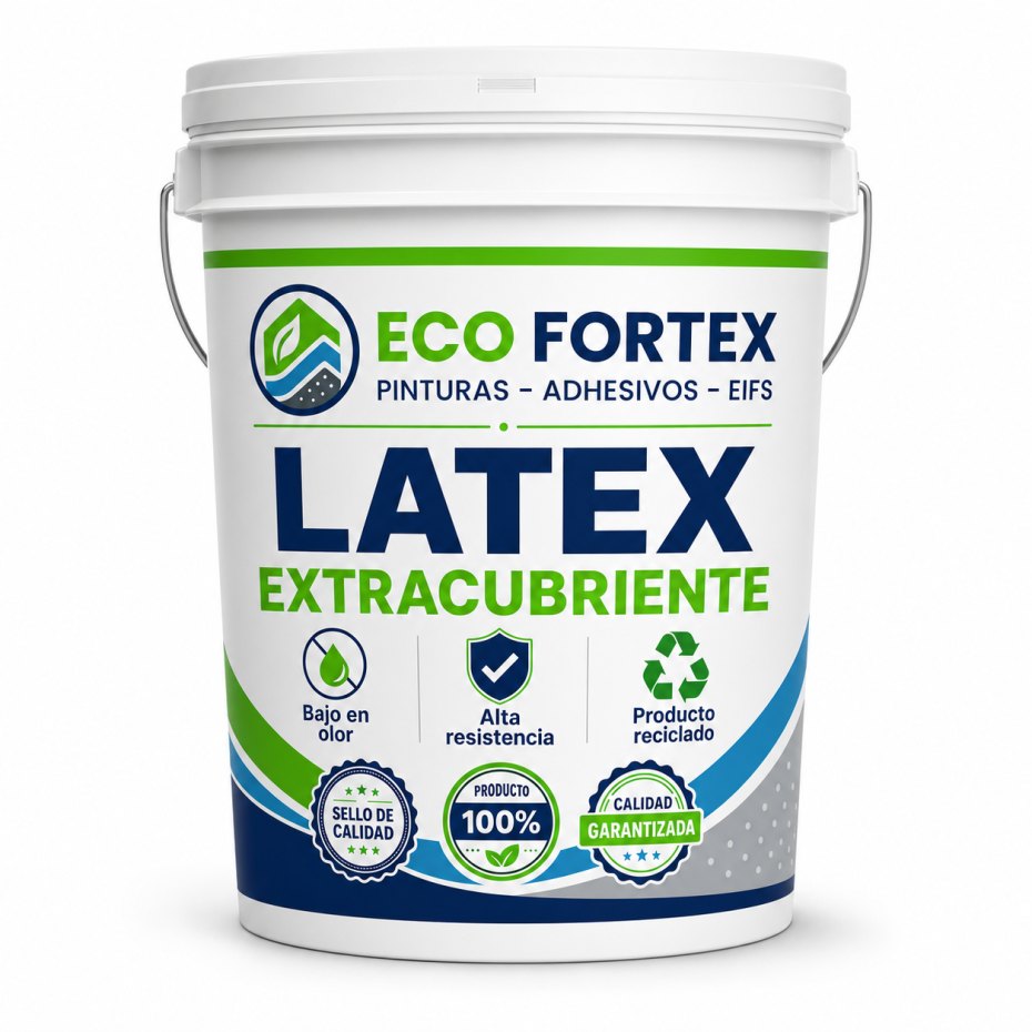 Látex Extracubriente Blanco - Galón 4 litros ECO FORTEX para cubrir muros interiores y e...